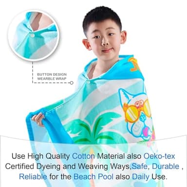 VOOVA & MOVAS Toddler Towels for Kids 3-10Years, 30''X50, Soft | Thick | 100% Cotton | Absorbent Towel Wrap, Perfect for Kids Beach, Pool, Bath, Swimming, Stripe Dog - Image 4