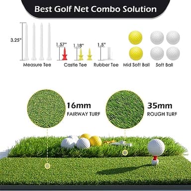 Bearwill Golf Net, 10x7ft Heavy Duty Golf Practice Nets with Mat, Target Cloth, 8 Tees, 6 Balls, Carry Bag for Backyard Driving Chipping Indoor Outdoor Training - Image 5
