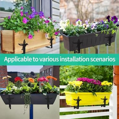 MAYZOLOP Adjustable Planter Box Brackets, Universal Window Box Brackets, Heavy Duty Flower Box Brackets Wall Mounting Hooks for Balcony, Fences, Patio, and Garden (4 Pack ) - Image 6