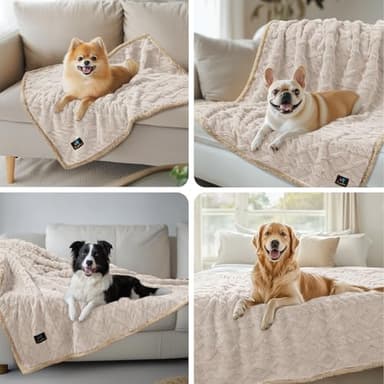 Waterproof Pet Blanket, Liquid Pee Proof Dog Blankets for Sofa Bed Couch, Reversible Sherpa Fleece Furniture Protector Cover for Small Medium Large Dogs Cats,Beige-Thicken X-Large(85" x 57") - Image 4