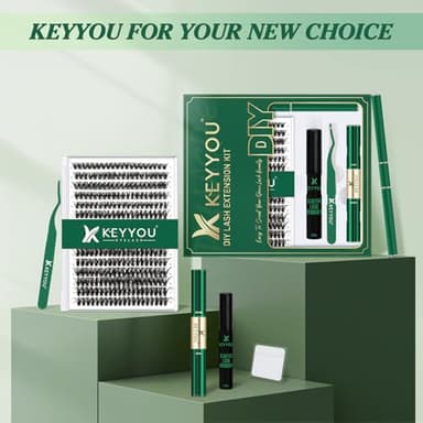 DIY Lash Extension Kit KEYYOU 300Pcs Individual Eyelash Extension Kit 50D 0.07C Curl 9-18MIX Lash Clusters Kit with Lash Glue Remover Applicator Easy to Use for Beginners(Kit-50D-0.07C,9-18MIX) - Image 7