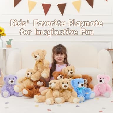 MorisMos 14Pcs Teddy Bears Bulk Baby Shower, 14inch Cute Teddy Bear Stuffed Animal Plush, Small Stuffed Bears on Centerpiece Baby Shower, Kids Party Favors, Brown - Image 6