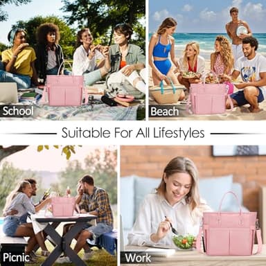 MAXTOP Lunch Bag Women for Work Insulated Thermal Lunch Box with Wide-Open Pocket Reusable Leakproof Cooler Bags with Removable Shoulder Strap for Teacher Nurse Office Picnic Travel Pink - Image 2