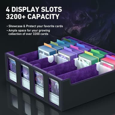 4-Row Trading Card Storage Box, Bulk Cards Case for 3200+ Mtg tcg Magic Playing Game Card Organizer, Commander Deck Box with 4 Supports & 24 Dividers & Strap & 101 Sleeves - Image 2