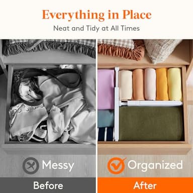 Lifewit 5 Pack Drawer Dividers 4" High, 11-17" Adjustable Dresser Drawer Organizers for Clothes, Expandable Dresser Separators in Bedroom/Bathroom/Kitchen/Vanity/Office Organization and Storage, White - Image 9