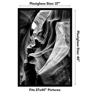 Americanflat 27x40 Movie Poster Frame with Polished Plexiglass - Black Picture Frame - Wide Photo Frames Made of Engineered Wood for Vertical or Horizontal Wall Display - Epic Collection - Black - Image 3