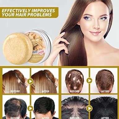 Ginger Hair Regrowth Shampoo Bars - Pack of 5, Promotes Hair Growth, Natural Organic Anti-Dandruff and Anti-Itching Ginger Soap - Image 6