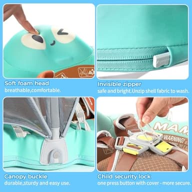 Mambobaby Non-Inflatable Baby Pool Float with Tail and Canopy UPF 50+ Sun Protection No Flip Over Infant Swim Float Skin-Friendly Mambo Float Swim Trainer Solid Baby Swimming Ring Aged 3-24 Months - Image 4