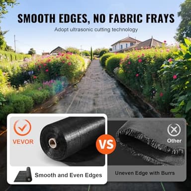 VEVOR 3FTx250FT Premium Heavy Duty Weed Barrier Landscape Fabric, 5OZ Woven Geotextile Fabric Under Gravel, High Permeability for Weed Blocker Weed Mat, Driveway Fabric, Weed Control Garden Cloth - Image 4