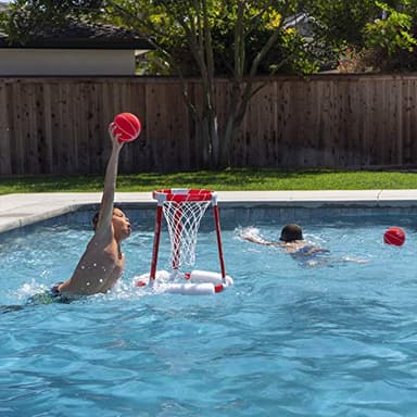 GoSports Splash Hoop 360 Floating Pool Basketball Game - Includes Hoop, 2 Balls and Pump - Red - Image 7