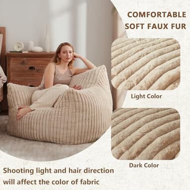 Achicsofar Giant Bean Bag Chairs for Adults Teens, Large Bean Bag Sofa Chairs with Filling Comfy Fuzzy BeanBag Chair with Armrests for Bedroom Living Room Reading - Image 5