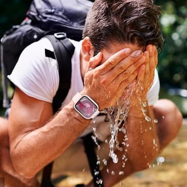 3 in 1 Goton Waterproof Hard Case for Apple Watch Screen Protector 41mm, 360° Slim Full Protective Tempered Glass Face Cover + Back Hard PC Bumper for iWatch Series 9/8/7, 41mm Pink - Image 5