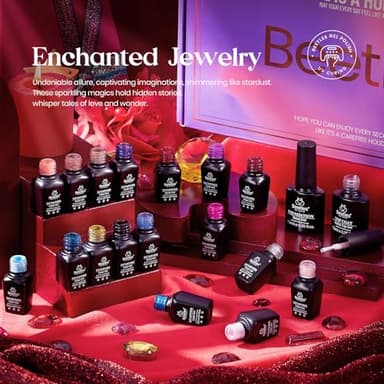 Beetles Halloween Gel Polish Set 39Pcs Red Burgundy Blue Green Nude Pink Purple Gel Nail Polish with Base Matte Glossy Top Coat for Manicure Lovers DIY at Home Gift for Women Enchanted Jewelry - Image 5