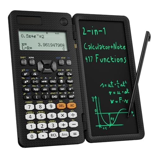 Scientific Calculators for Students 991ES Office Calculators Desktop, ROATEE 4-Line Display Calculator with Erasable LCD Writing Tablet, Solar Battery Power with Notepad Calculator for School - Image 1