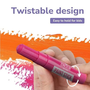 Zenacolor Tempera Paint Sticks - 12 Colors Kids Paints - Non-Toxic Washable Paint Sticks for Kids - Mess Free Quick Drying Art Supplies for Toddlers - Image 4