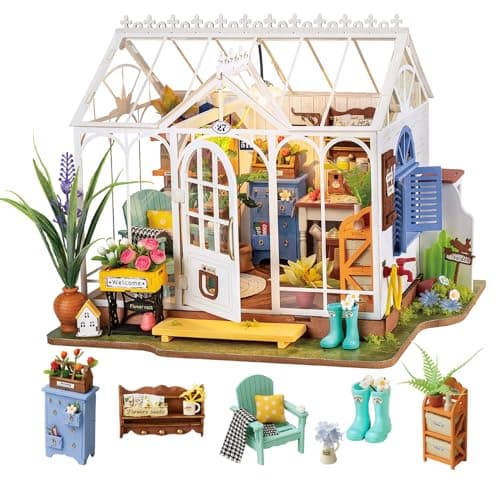 Rolife DIY Miniature Dollhouse Kit, Build 9.6" Greenhouse Diorama Kit Building Set with LED Room Hobby Craft for Aduls Uniue Gifts for Teens (Dreamy Garden) - Image 1
