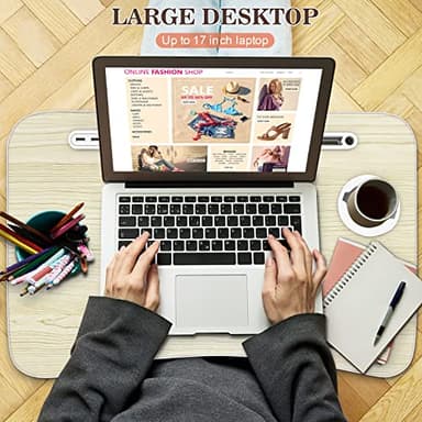 Zapuno Laptop Lap Desk, Foldable Laptop Table Tray with 4 USB Ports Storage Drawer and Cup Holder, Lap Bed Desk Notebook Stand Laptray Portable Standing Table for Bed Couch Floor - Image 5