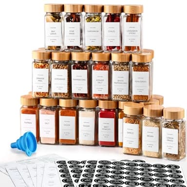 DWTS DANWEITESI 36 Pcs Glass Spice Jars - 4oz With Bamboo Lids, Empty Bottles With Labels, Kitchen Spice Jars With Shaker Lids - Image 1