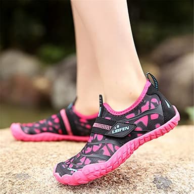 UBFEN Water Shoes for Kids Boys Girls Aqua Socks Barefoot Beach Sports Swim Pool Quick Dry Lightweight Toddler Little Big Kid A Pink 10 Toddler - Image 4