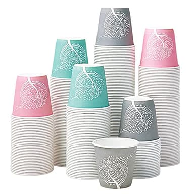 LITOPAK 300 Pack 3 oz Disposable Bathroom Cups, Colorful Small Disposable Paper Cups for Parties, Picnics, Barbecues, Travel and Events - Image 1