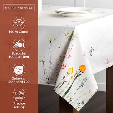 Maison d' Hermine Table Cloth Rectangle Table 100% Cotton 70 x 140 Inches Tablecloth Reusable Decorative for Dining Room, Farmhouse, Home, Party, Festive & Wedding Spring Summer - Botanical Fresh - Image 3