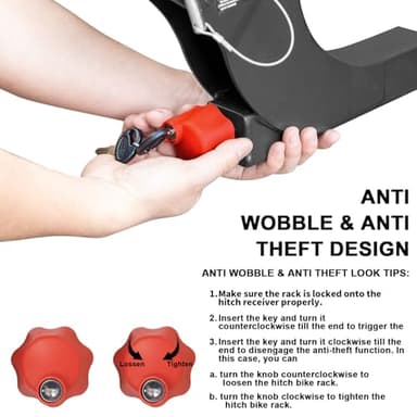 WEIZE 2 E Bike Rack Hitch Mounted, Wobble Free Smart Tilting Folding 2 Bicycle Electric Bike Racks with Lock, 2" Hitch Fits Up to 160 lbs Capacity with Up to 5.5" Fat Tires for Car, SUV, Trucks - Image 3