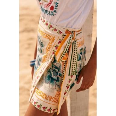 Talakeno Womens Summer Floral Wrap Short Skirt Tie Side High Waist A Line Beach Vacation Boho Mini Skirt(Multicolor,M) - Image 3