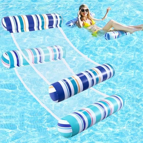 Pool Floats Adult - 2 Pack Inflatable Pool Floats Hammock, Multi-Purpose 4-in-1Pool Floats for Adults, Swimming Pool Water Hammock Lounge - Image 1