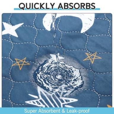 ESGPET Washable Pee Pads for Dogs - 34”x36” 6PCS, Whelping Pad for Puppy Training, Playpen Crate Bed Floor Protector, Reusable Dog Potty Pads Non-Slip, Super Absorbent & Odor Controlling, Moon&Star - Image 2