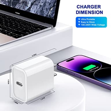 3Pack iPhone 16/15 Charge Block,USB C Charger,i Phone Charger Adapter Quick Fast Charger Adapter Plug 20W Power Delivery Type C Fast Charging Block for iPhone 16/15/14/13/12,iPad Pro/Air/Mini/AirPods - Image 5