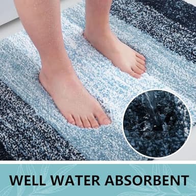 Arotive Microfiber Bathroom Rugs, Shaggy Soft and Absorbent Bath Rug, Non-Slip, Thick Plush Machine Washable Dry Bath Mats for Bathroom, Tub and Shower, 36x24, Dark Blue - Image 3