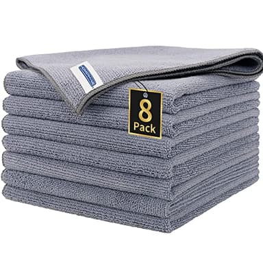 HOMERHYME Microfiber Cleaning Cloths, 8 Pack Cleaning Rags, Lint-Free 300GSM Microfiber Towels Bulk Absorbent Washcloths, All-Purpose Cleaning Towels for Household Kitchen Shop Garage 12.6" x 12.6" - Image 1