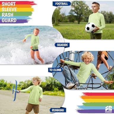 Boys Swim Shirt Long Sleeve Rash Guard Little Kids UPF 50+ Sun Beach Water Shirts Swimwear Rashguard for Sun Water Fishing Swimming Swim Top Milk Green Size 8 - Image 5