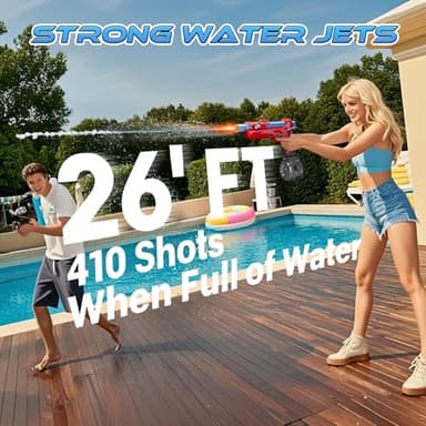 fygurso Electric Water Gun for Adults Kids, Automatic Squirt Gun with a Long Range of up to 26 Ft, LED Light Large Capacity IP7 Waterproof Fully Auto Water Gun(Red - Image 2