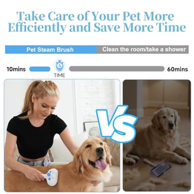 Pet Steam Brush for Dog & Cat - 3-in-1 Steam Grooming Brush for Shedding & Hair Removal - Self Cleaning Spray Comb with Mist for Long Haired Pets - Includes 1*Waterless Shampoo, Blue - Image 8