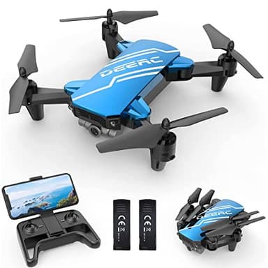DEERC D20 Mini Drone with Camera for Kids, Remote Control Toys Gifts for Boys Girls with Voice Control, Gestures Selfie, Altitude Hold, Gravity Control, One Key Start, 3D Flips 2 Batteries, Blue - Image 1