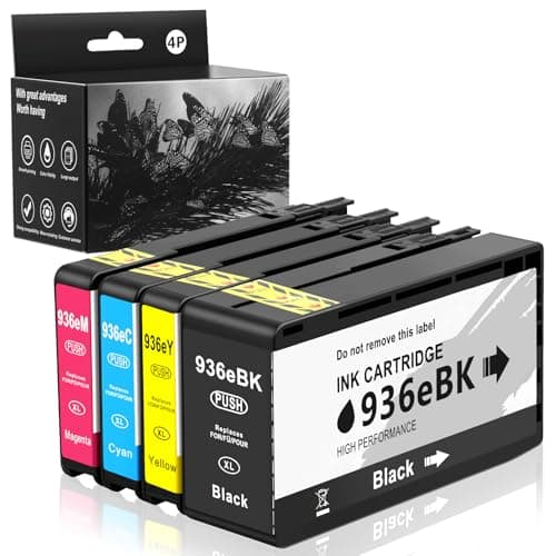 936XL 936e Ink Cartridges Combo Pack Replacement for HP 936e Ink 936XL Black and 936 Color Combo Pack for HP OfficeJet Pro 9120e 9125e 9122e 9128e 9130e 9135e 9110b 9130b 9730e (4 Pack with Chip) - Image 1