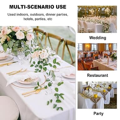 sancua 6 Pack White Tablecloth 90 x 156 Inch - Rectangle Table Cloth for 8 Feet Tables Stain and Wrinkle Resistant Washable Polyester Table Cover for Dining Wedding Banquet Party Buffet Restaurant - Image 6