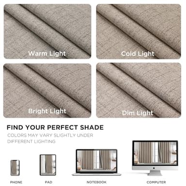 Joydeco Blackout Curtains for Bedroom - 84 Inch Long 100% Light Blocking 2 Panels Set Linen Drapes, Thermal Insulated Room Darkening Curtains, Linen Textured for Living Room, Rod Pocket & Back Tabs - Image 9