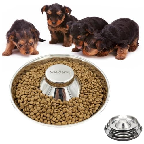Puppy Dog Bowl, Stainless Steel Multiple Puppies Feeder, Dogs Basic Food and Water Bowls Weaning Dish for Small, Medium and Large Dogs Pets - Image 1