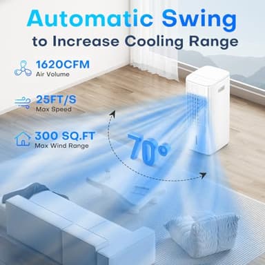 MYICY 3-IN-1 Windowless Air Conditioner w/Double Tanks, Smart Timer, 3 Ice Packs, 60W Evaporative Air Cooler, 70° Oscillation, 3-Speed 25-INCH Swamp Cooler Air Conditioner Portable for Room - Image 8