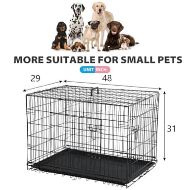 BestPet | Dog Crate | 48" | Black | Foldable Metal Kennel with Double Doors, Secure Slide-Bolt Latches, Leakproof Tray | Portable Dog Cage for Large Breeds | for Travel, Indoor & Outdoor Use - Image 7