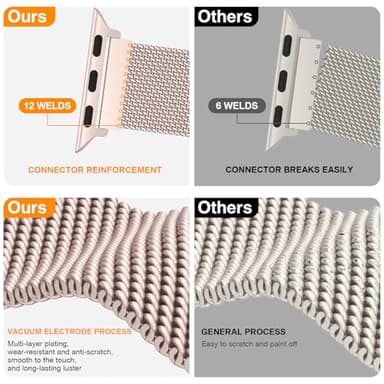 BELONGME 3 Pack Mesh Loop Compatible with Apple Watch Bands for Women Men 40mm 41mm 38mm 42mm 44mm 45mm 49mm 46mm Series 11 10 9 8 7 6 5 4 Ultra3 SE3 2, Stainless Steel Metal Magnetic Strap for iWatch - Image 2