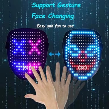 JDBMAOYE Led Mask, Lighted Up Mask with Gesture Sensing,Led Mask Costume for Halloween Costume,Masquerade,Cosplay Party - Image 2