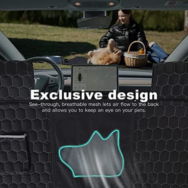 Meginc Dog Seat Covers for Back Seat, Dog Car Seat for Tesla Model 3, 100% Waterproof Pet Seat Cover Protects from Scratches, Scuffs, Hammock for Tesla with Mesh Window & Headrest Protection - Image 3