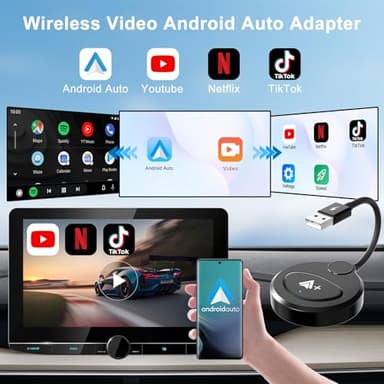 Android Auto Wireless Adapter Support Netflix YouTube Tiktok, Latest Wireless Android Auto Car Adapter for Factory Wired Android Auto to Wireless, Low Latency and Easy to Install_Black - Image 5
