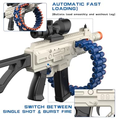 Electric Automatic Toy, JakMean Toy Blaster with 30 Dart Clips and 100 Foam Darts, Outdoor Shooting Games Toys for 6-12 Year Old Boys & Girls Adults, Gifts for Birthday Xmas (J3A) - Image 6