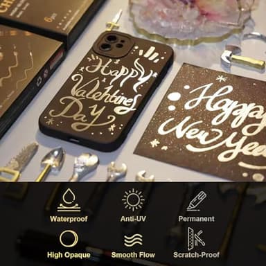 LET'S RESIN 6Pcs Mirror Chrome Markers,3 Sizes Shiny Chrome Paint Pen with Large Barrel, Quick Dry Oil-based Silver & Gold Markers for Metal, Resin, Model Painting, Marking or DIY Art(1-5mm - Image 7