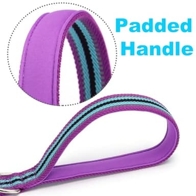 Mycicy Soft Cotton Dog Leash, 6 FT Lightweight Dog Lead for Dogs Training, Reflective- Padded Handle for Small Medium Large Dogs Outdoor Walking (Purple-L) - Image 2