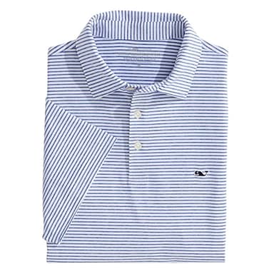 vineyard vines Men's Bradley Stripe Sankaty Performance Polo, Yacht Blue Tejeda, Large - Image 2